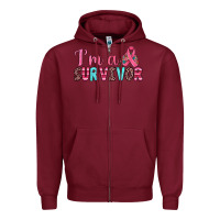 Burgundy i'm a survivor Zipper Hoodie - JahusDesignShop