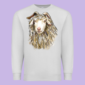 Angora Goat Face Premium Sweatshirt Designed By Lillyallendesigns