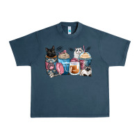 Midnight Navy cat coffee cups Urban Heavy Tee - Zillion Design Studio