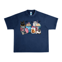 Navy cat coffee cups Urban Heavy Tee - Zillion Design Studio