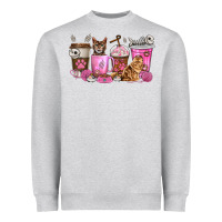 Heather Grey cat coffee cups Heavyweight Sweatshirt - texasbilliewilder