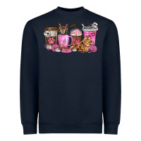 Navy cat coffee cups Heavyweight Sweatshirt - texasbilliewilder