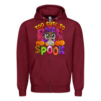Burgundy too cute to spook with owl Zipper Hoodie - Artiststas