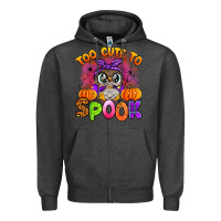 Charcoal Heather too cute to spook with owl Zipper Hoodie - Artiststas