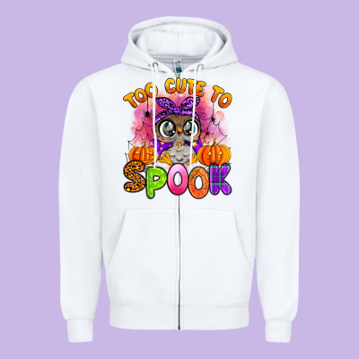 Too Cute To Spook With Owl Zipper Hoodie Designed By Artiststas