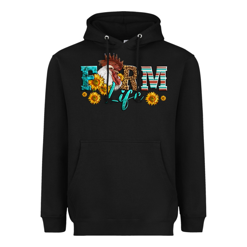 Western Farm Life Rooster Head Heavyweight Hoodie by LillyAllenDesigns | Teevron