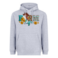 Heather Grey Western Farm Life Rooster Head Heavyweight Hoodie - LillyAllenDesigns