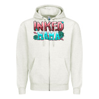 Oatmeal Heather inked mama Zipper Hoodie - AdoDesignShop