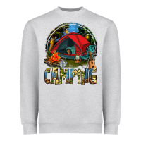 Heather Grey camping Heavyweight Sweatshirt - texasbilliewilder