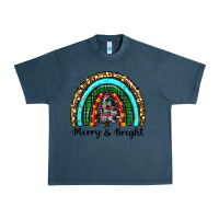 Midnight Navy merry and bright rainbow christmas Urban Heavy Tee - RanaPortraitStore
