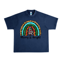 Navy merry and bright rainbow christmas Urban Heavy Tee - RanaPortraitStore