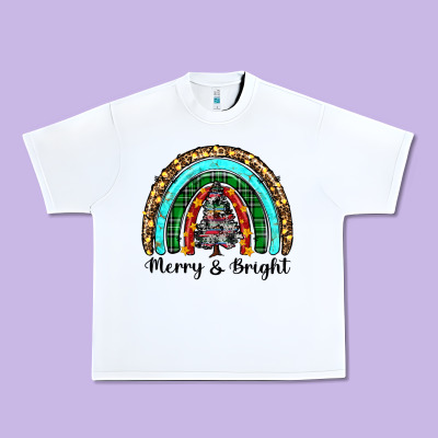 Merry And Bright Rainbow Christmas Urban Heavy Tee Designed By Ranaportraitstore