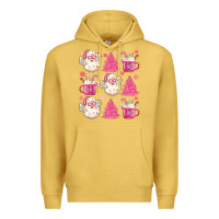 Antique Gold retro doodle pink christmas Premium Hoodie - MaliasSmallBusiness
