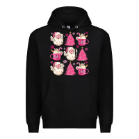 Black retro doodle pink christmas Premium Hoodie - MaliasSmallBusiness