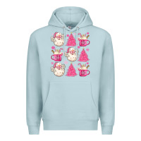 Blue Mist retro doodle pink christmas Premium Hoodie - MaliasSmallBusiness