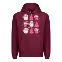 Burgundy retro doodle pink christmas Premium Hoodie - MaliasSmallBusiness