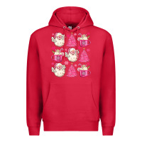 Cardinal retro doodle pink christmas Premium Hoodie - MaliasSmallBusiness
