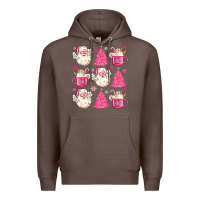 Coffee retro doodle pink christmas Premium Hoodie - MaliasSmallBusiness