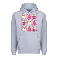Heather Grey retro doodle pink christmas Premium Hoodie - MaliasSmallBusiness