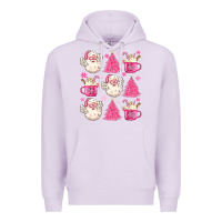 Lilac retro doodle pink christmas Premium Hoodie - MaliasSmallBusiness