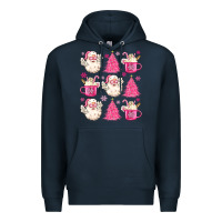 Navy retro doodle pink christmas Premium Hoodie - MaliasSmallBusiness