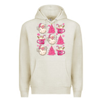 Oatmeal Heather retro doodle pink christmas Premium Hoodie - MaliasSmallBusiness