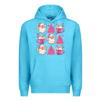 Ocean Blue retro doodle pink christmas Premium Hoodie - MaliasSmallBusiness