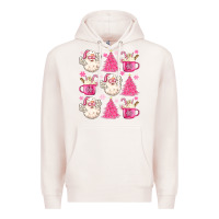 Pale Pink retro doodle pink christmas Premium Hoodie - MaliasSmallBusiness
