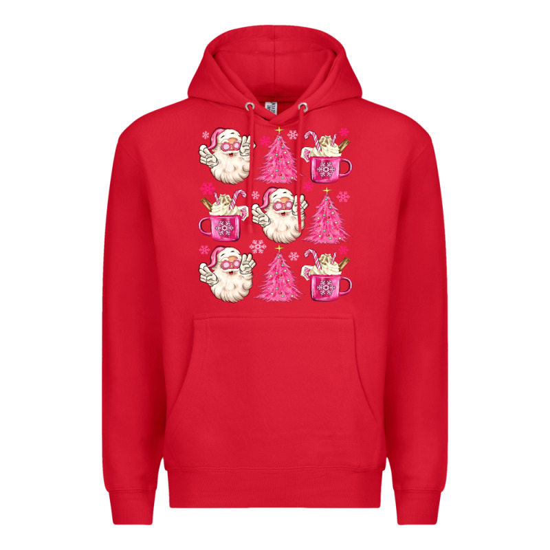 Retro Doodle Pink Christmas Premium Hoodie by MaliasSmallBusiness | Teevron