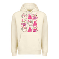 Sandshell retro doodle pink christmas Premium Hoodie - MaliasSmallBusiness