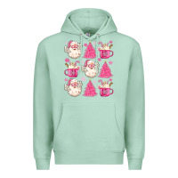 Seafoam retro doodle pink christmas Premium Hoodie - MaliasSmallBusiness