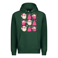 Sports Green retro doodle pink christmas Premium Hoodie - MaliasSmallBusiness