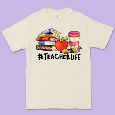 Teacher Life With Books  Pen And Coffee Premium Tee Designed By Artiststas