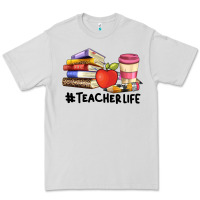Dove Grey teacher life with books  pen and coffee Premium Tee - Artiststas