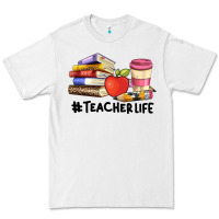 White teacher life with books  pen and coffee Premium Tee - Artiststas
