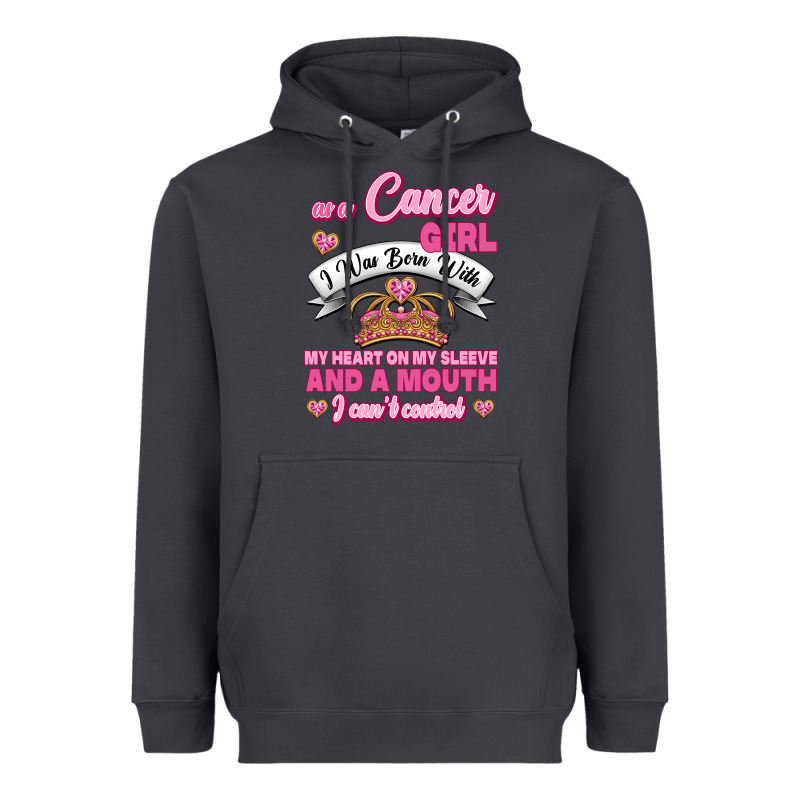 As A Cancer Girl I Was Born With My Heart On My Sleeve And A Mouth Heavyweight Hoodie by Jasminsmagicworld | Teevron