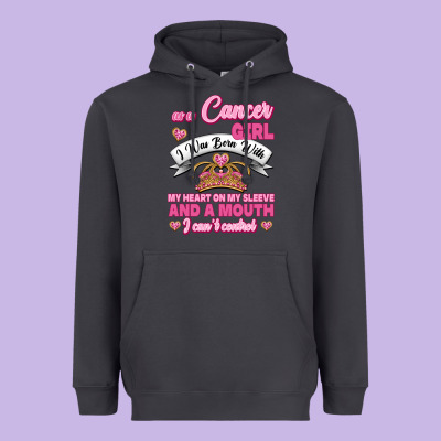 As A Cancer Girl I Was Born With My Heart On My Sleeve And A Mouth Heavyweight Hoodie Designed By Jasminsmagicworld