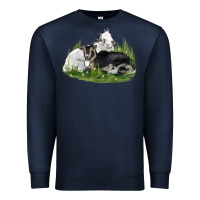 Navy two baby nigerian dwarf goat Premium Sweatshirt - LillyAllenDesigns