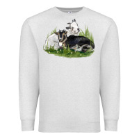 Oatmeal Heather two baby nigerian dwarf goat Premium Sweatshirt - LillyAllenDesigns