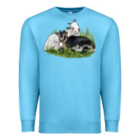 Ocean Blue two baby nigerian dwarf goat Premium Sweatshirt - LillyAllenDesigns