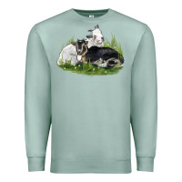 Seafoam two baby nigerian dwarf goat Premium Sweatshirt - LillyAllenDesigns