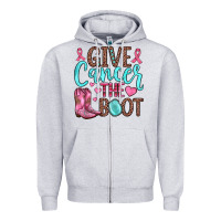Heather Grey give cancer the boot Zipper Hoodie - JahusDesignShop