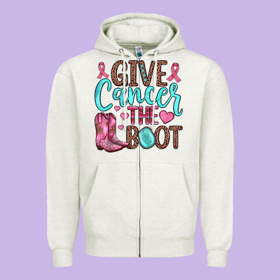 Give Cancer The Boot Zipper Hoodie Designed By Jahusdesignshop