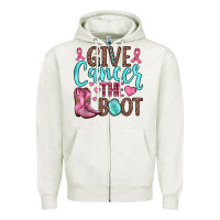 Oatmeal Heather give cancer the boot Zipper Hoodie - JahusDesignShop