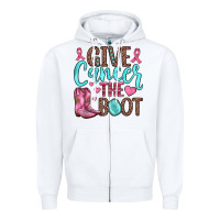 White give cancer the boot Zipper Hoodie - JahusDesignShop