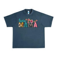 Midnight Navy twin mama with flowers Urban Heavy Tee - texasbilliewilder
