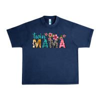 Navy twin mama with flowers Urban Heavy Tee - texasbilliewilder