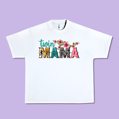Twin Mama With Flowers Urban Heavy Tee Designed By Texasbilliewilder
