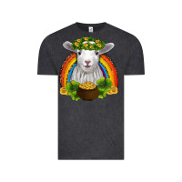 Vintage Black st patricks day baby sheep shamrocks gold rainbow Vintage Tee - RanaPortraitStore