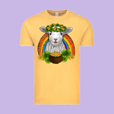 St Patricks Day Baby Sheep Shamrocks Gold Rainbow Vintage Tee Designed By Ranaportraitstore